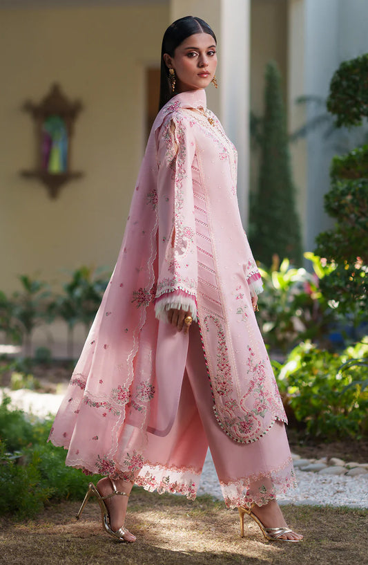 Bin Ilyas Heritage Dore Embroidered Lawn Unstitched 3 Piece Suit - D-176-B - BL26HRT - Pink - Summer Collection
