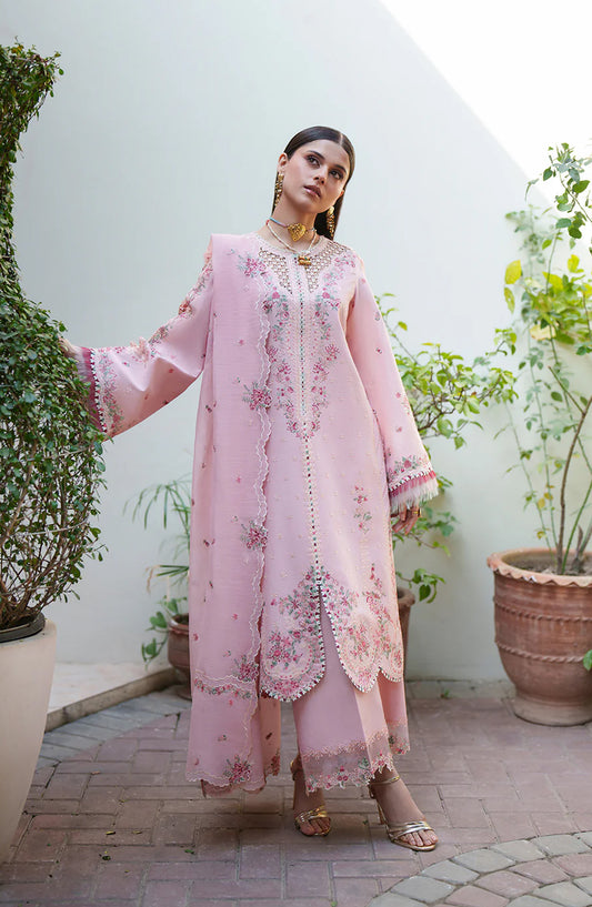 Bin Ilyas Heritage Dore Embroidered Lawn Unstitched 3 Piece Suit - D-176-B - BL26HRT - Pink - Summer Collection