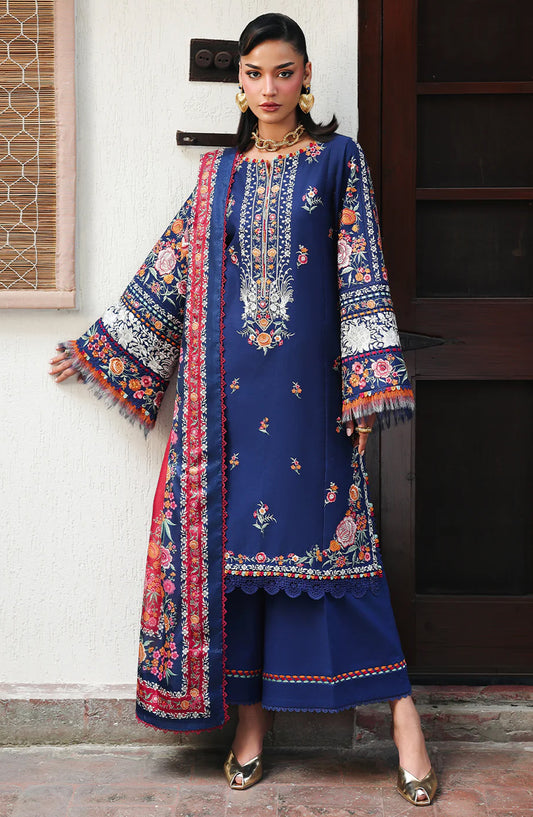 Bin Ilyas Lumina Embroidered Lawn Unstitched 3 Piece Suit - L73-A - BL26LMN - Blue - Summer Collection