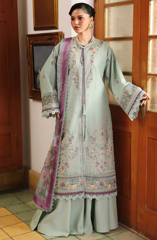 Bin Ilyas Lumina Embroidered Lawn Unstitched 3 Piece Suit - L77-A - BL26LMN - Green - Summer Collection