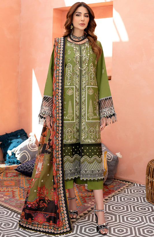 Bin Ilyas Luxury Embroidered Lawn Unstitched 3 Piece Suit - 903-A - BL26LWL - Green - Summer Collection