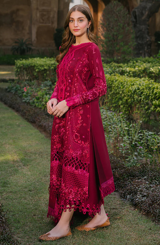 Bin Ilyas Luxury Embroidered Lawn Unstitched 3 Piece Suit - 151-A - BL26LWL - Pink - Summer Collection