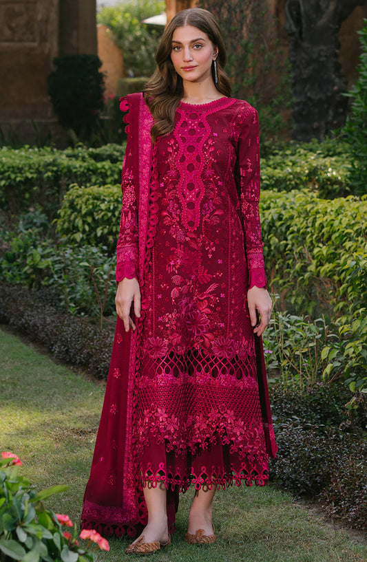 Bin Ilyas Luxury Embroidered Lawn Unstitched 3 Piece Suit - 151-A - BL26LWL - Pink - Summer Collection
