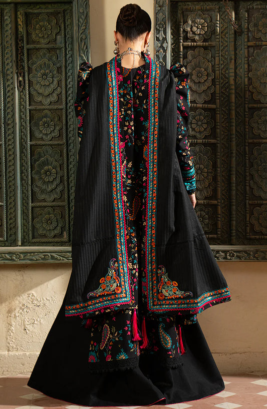 Bin Ilyas Gulrukh Luxury Embroidered Khaddar Unstitched 3 Piece Suit - D-67-A - BL26GLR - Black - Summer Collection