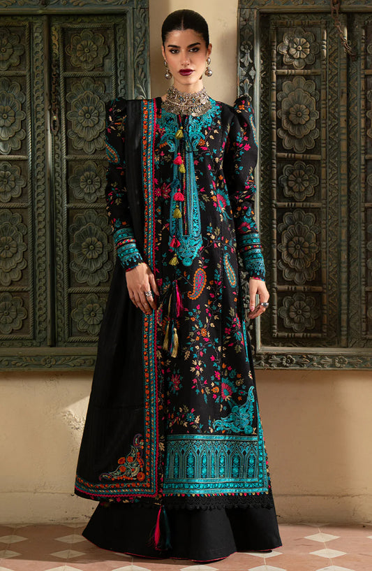 Bin Ilyas Gulrukh Luxury Embroidered Khaddar Unstitched 3 Piece Suit - D-67-A - BL26GLR - Black - Summer Collection