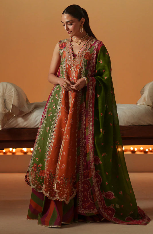 Bin Ilyas Mashriq Luxury Embroidered Lawn Unstitched 3 Piece Suit - D-114-B - BL26MQR - Multi - Summer Collection