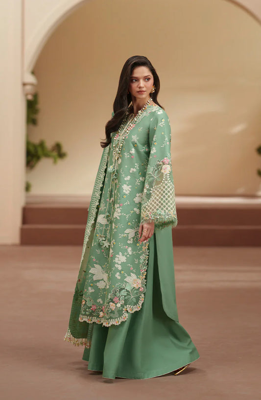 Bin Ilyas Mashriq Luxury Embroidered Lawn Unstitched 3 Piece Suit - D-117-A - BL26MQR - Green - Summer Collection