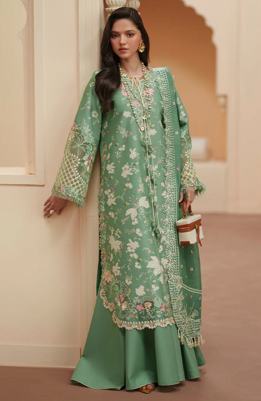 Bin Ilyas Mashriq Luxury Embroidered Lawn Unstitched 3 Piece Suit - D-117-A - BL26MQR - Green - Summer Collection