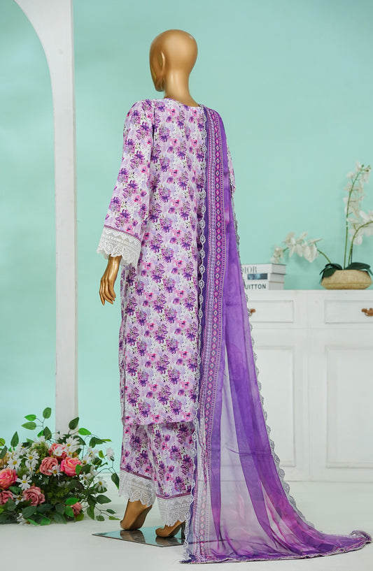 Bin Saeed Chikankari & Appliquekari Stitched 3 Piece Suit - D-06 - BS26QKI - Purple - Festive Collection