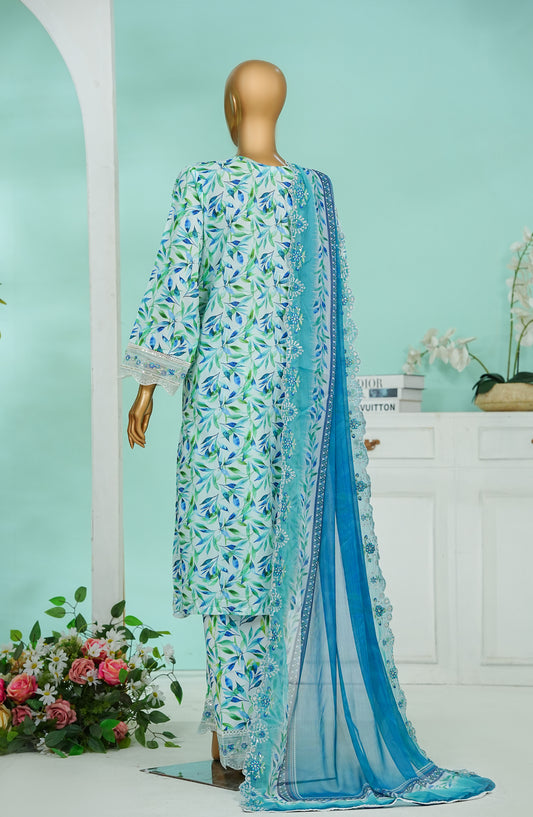 Bin Saeed Chikankari & Appliquekari Stitched 3 Piece Suit - D-05 - BS26QKI - Blue - Festive Collection