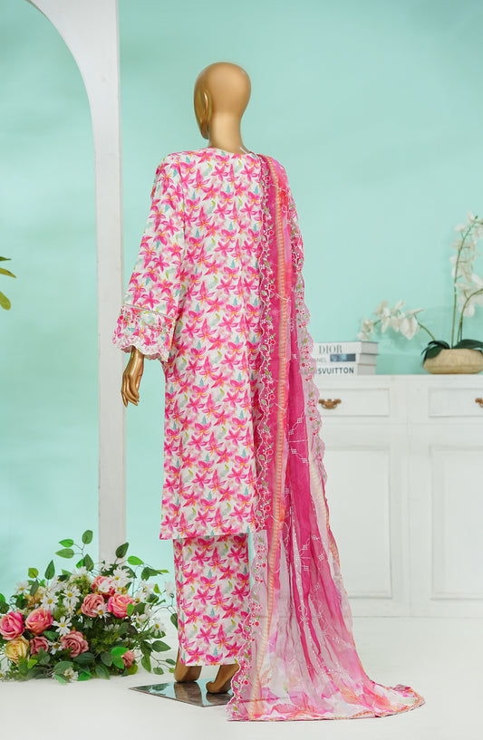 Bin Saeed Chikankari & Appliquekari Stitched 3 Piece Suit - D-02 - BS26QKI - Pink - Festive Collection