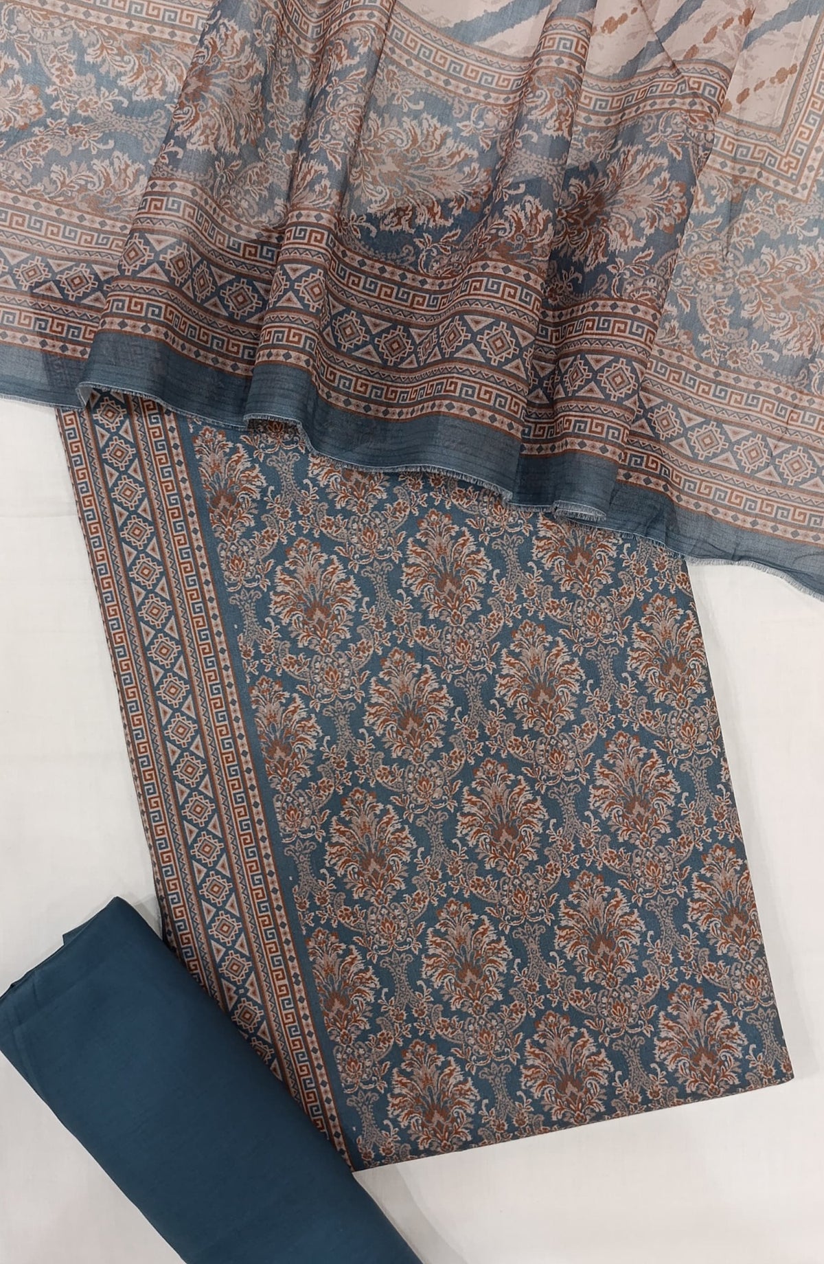 Bin Saeed Digital Printed Cotton Cambric Unstitched 3 Piece Suit - Design-39 - BS25DCC - Blue - Summer Collection