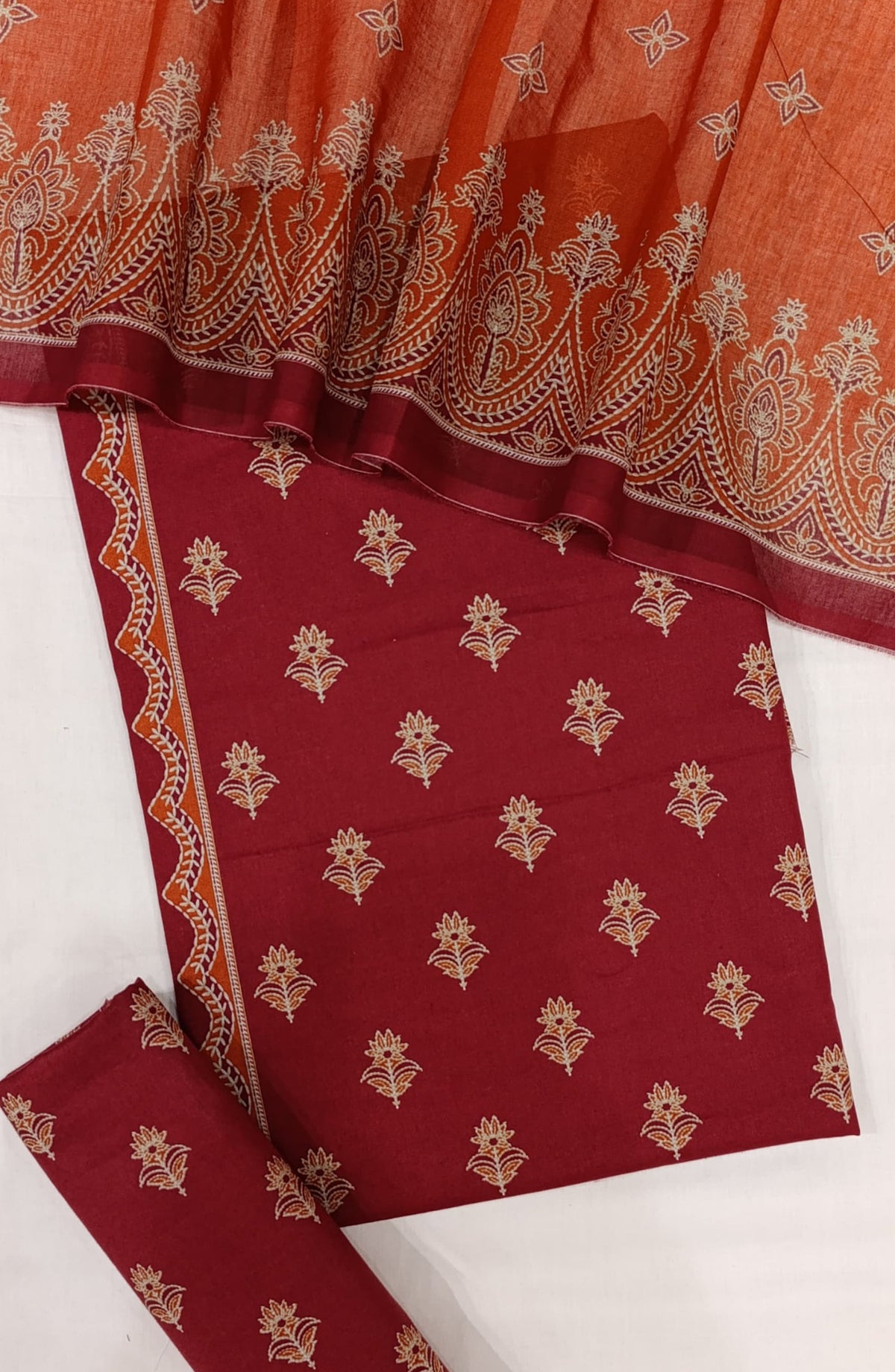 Bin Saeed Digital Printed Cotton Cambric Unstitched 3 Piece Suit - Design-38 - BS25DCC - Red - Summer Collection