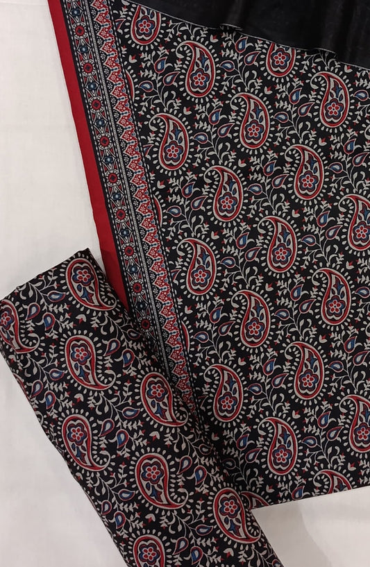 Bin Saeed Digital Printed Cotton Cambric Unstitched 3 Piece Suit - Design-36 - BS25DCC - Black - Summer Collection