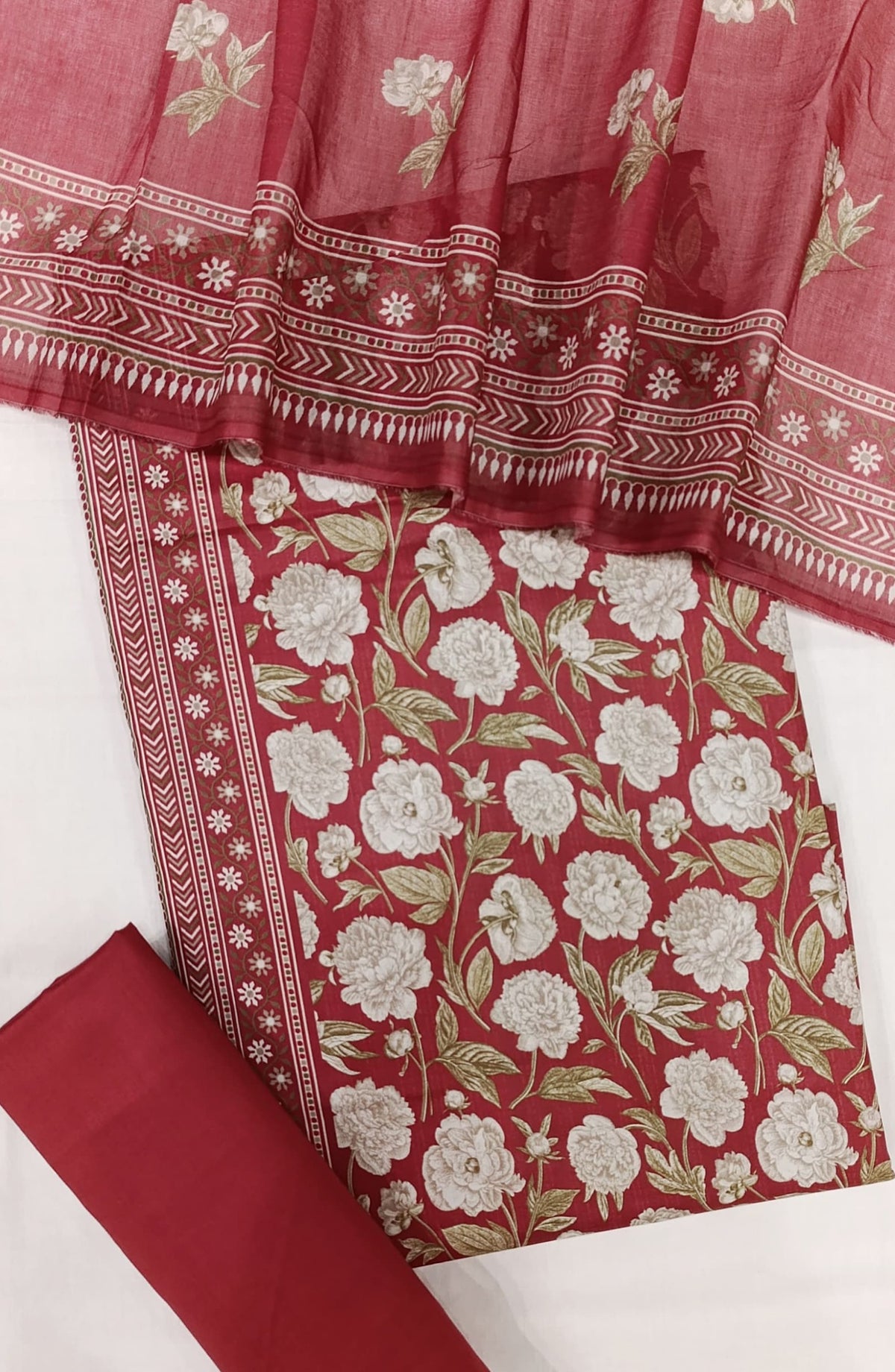 Bin Saeed Digital Printed Cotton Cambric Unstitched 3 Piece Suit - Design-35 - BS25DCC - Red - Summer Collection