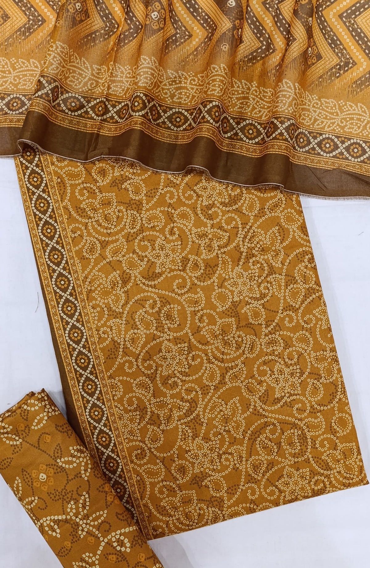 Bin Saeed Digital Printed Cotton Cambric Unstitched 3 Piece Suit - Design-32 - BS25DCC - Mustard - Summer Collection
