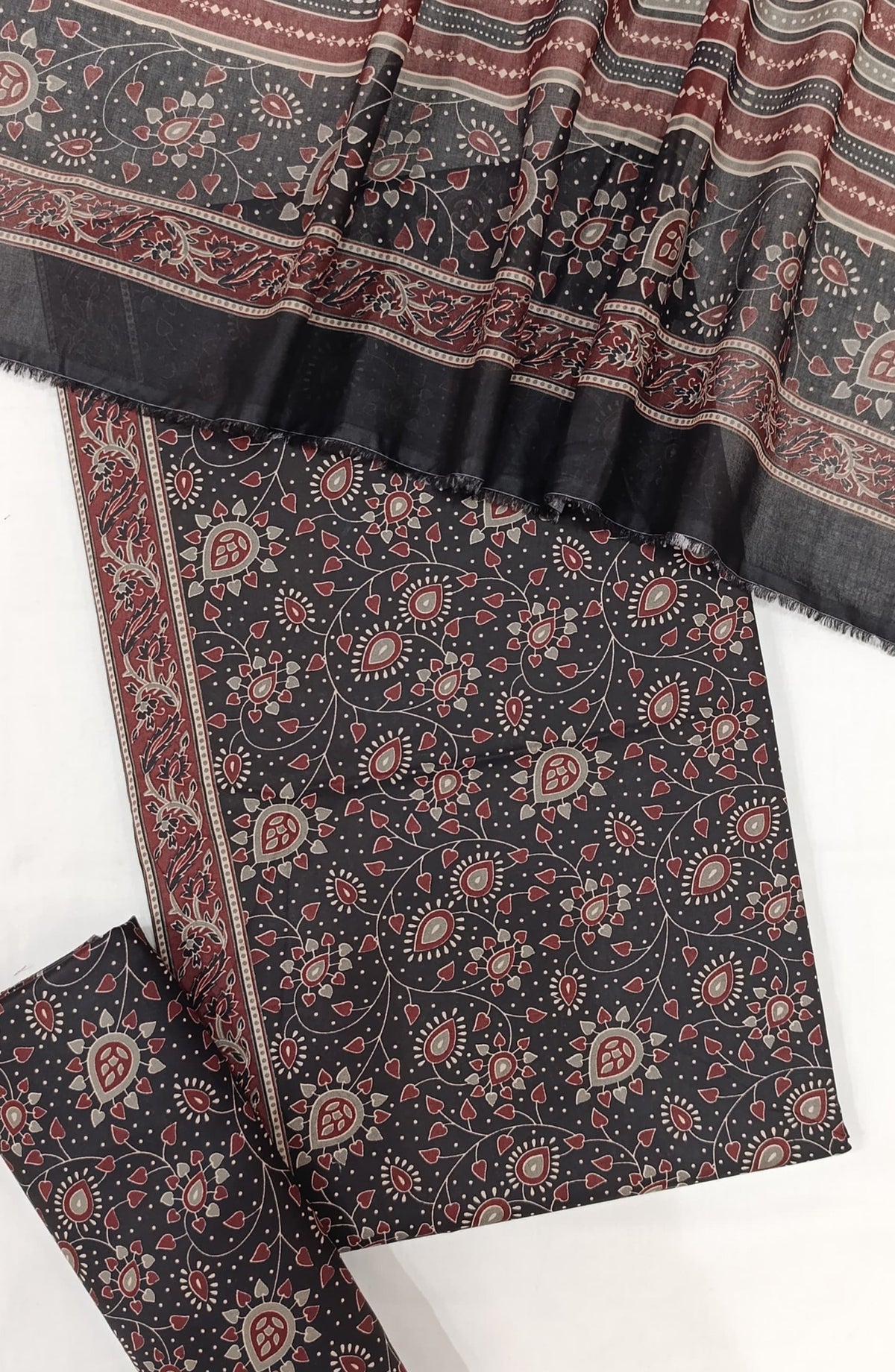 Bin Saeed Digital Printed Cotton Cambric Unstitched 3 Piece Suit - Design-31 - BS25DCC - Black - Summer Collection