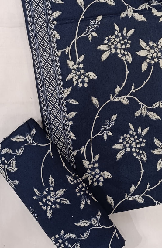 Bin Saeed Digital Printed Cotton Cambric Unstitched 3 Piece Suit - Design-27 - BS25DCC - Blue - Summer Collection