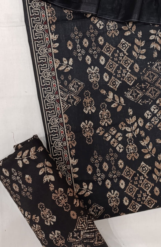 Bin Saeed Digital Printed Cotton Cambric Unstitched 3 Piece Suit - Design-26 - BS25DCC - Black - Summer Collection