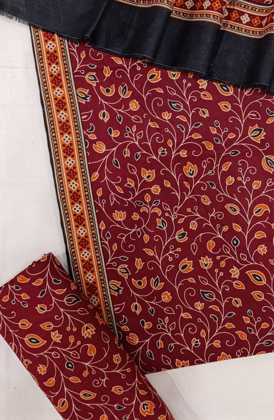 Bin Saeed Digital Printed Cotton Cambric Unstitched 3 Piece Suit - Design-21 - BS25DCC - Red - Summer Collection