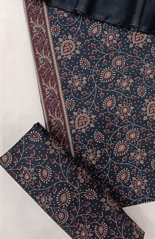 Bin Saeed Digital Printed Cotton Cambric Unstitched 3 Piece Suit - Design-20 - BS25DCC - Dark Blue - Summer Collection