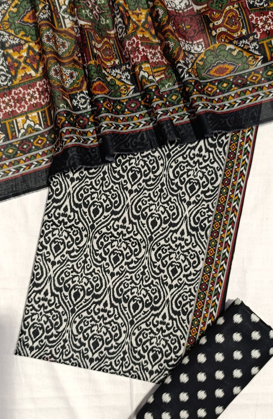 Bin Saeed Digital Printed Cotton Cambric Unstitched 3 Piece Suit - Design-19 - BS25DCC - Black - Summer Collection
