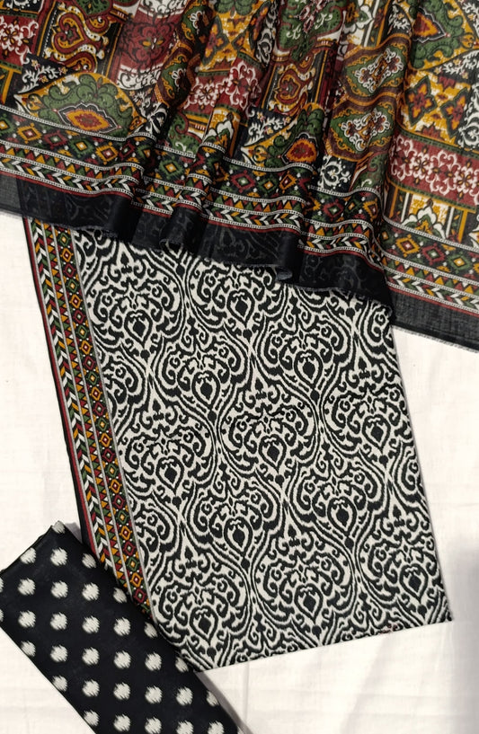 Bin Saeed Digital Printed Cotton Cambric Unstitched 3 Piece Suit - Design-19 - BS25DCC - Black - Summer Collection
