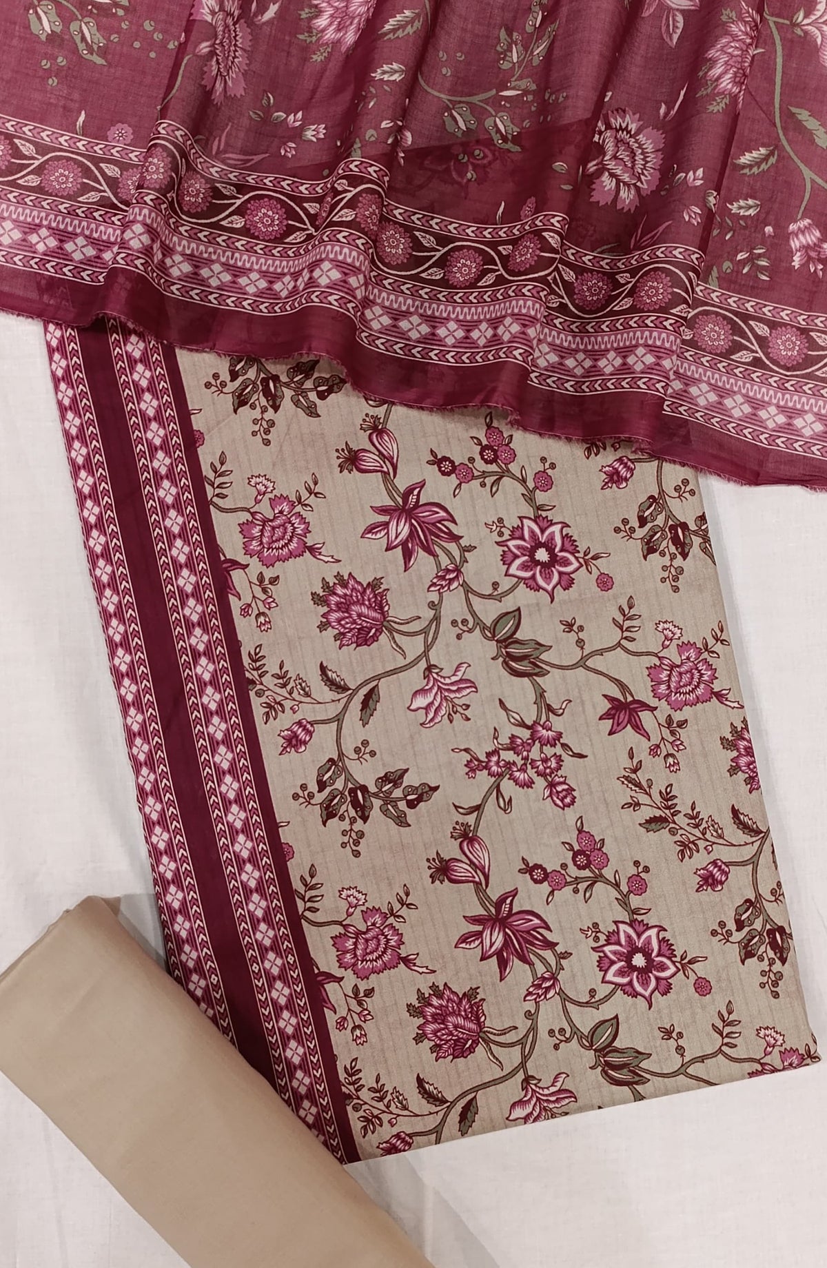 Bin Saeed Digital Printed Cotton Cambric Unstitched 3 Piece Suit - Design-16 - BS25DCC - Pink - Summer Collection