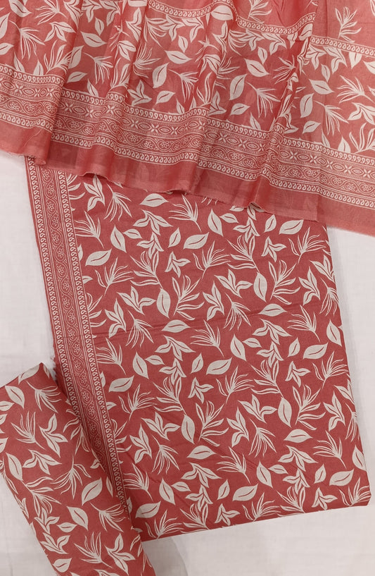 Bin Saeed Digital Printed Cotton Cambric Unstitched 3 Piece Suit - Design-14 - BS25DCC - Red - Summer Collection