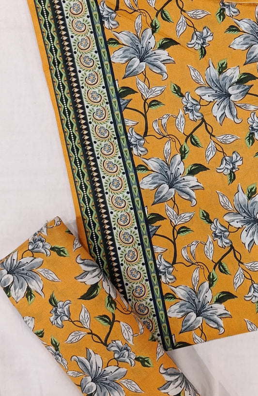 Bin Saeed Digital Printed Cotton Cambric Unstitched 3 Piece Suit - Design-11 - BS25DCC - Yellow - Summer Collection