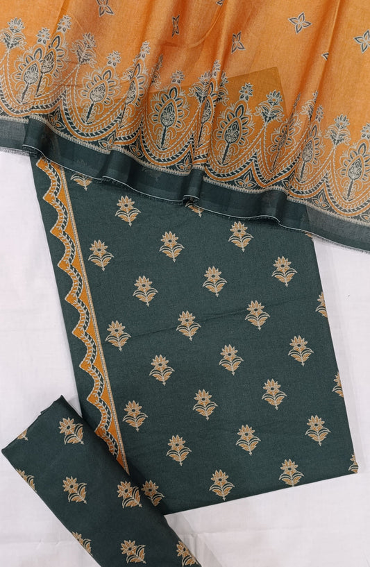 Bin Saeed Digital Printed Cotton Cambric Unstitched 3 Piece Suit - Design-09 - BS25DCC - Green - Summer Collection