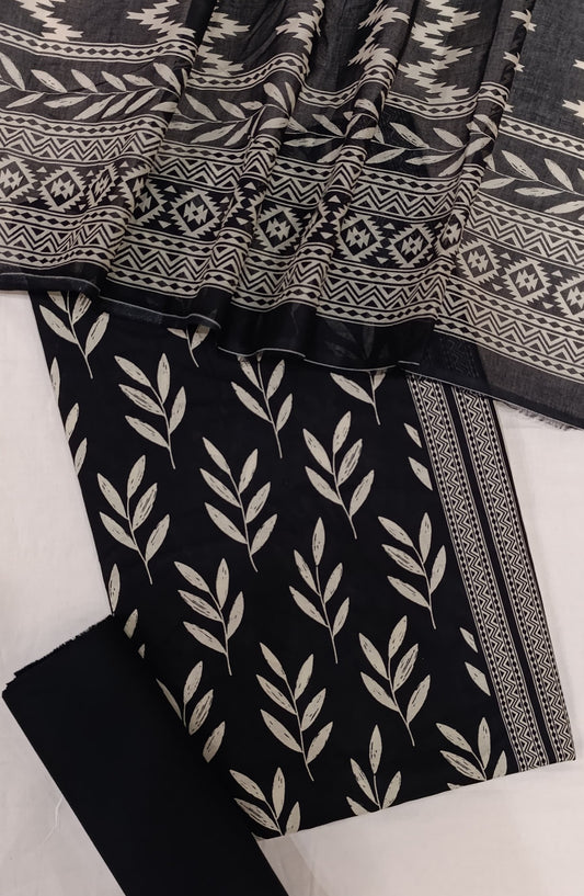 Bin Saeed Digital Printed Cotton Cambric Unstitched 3 Piece Suit - Design-05 - BS25DCC - Black - Summer Collection