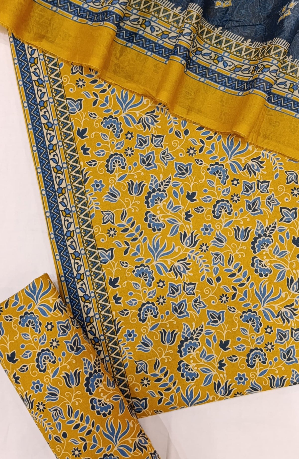Bin Saeed Digital Printed Cotton Cambric Unstitched 3 Piece Suit - Design-03 - BS25DCC - Yellow - Summer Collection