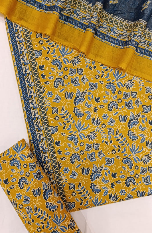 Bin Saeed Digital Printed Cotton Cambric Unstitched 3 Piece Suit - Design-03 - BS25DCC - Yellow - Summer Collection