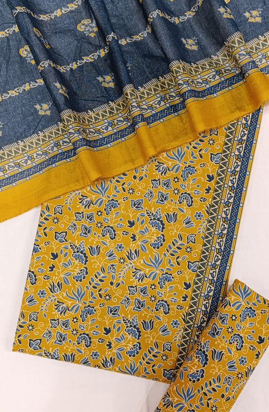 Bin Saeed Digital Printed Cotton Cambric Unstitched 3 Piece Suit - Design-03 - BS25DCC - Yellow - Summer Collection