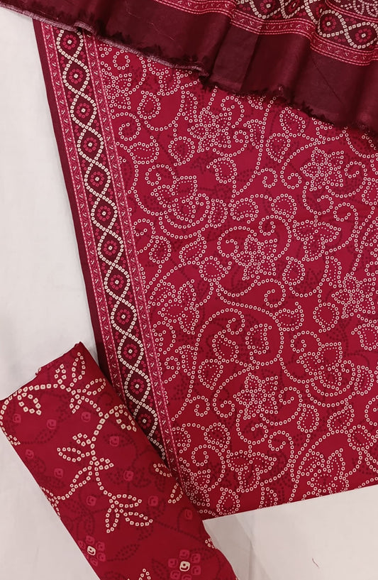 Bin Saeed Digital Printed Cotton Cambric Unstitched 3 Piece Suit - Design-02 - BS25DCC - Red - Summer Collection