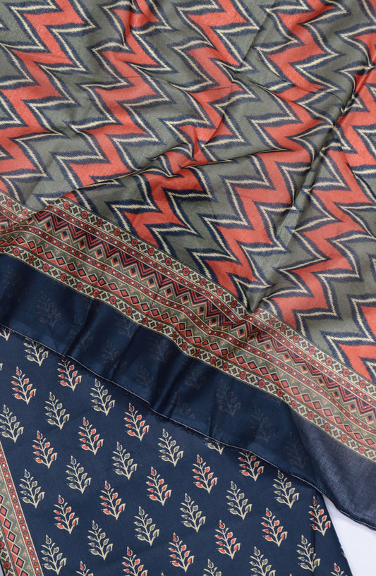 Bin Saeed Digital Printed Cotton Cambric Unstitched 3 Piece Suit - Design-43 - BS25DCC - Blue - Summer Collection