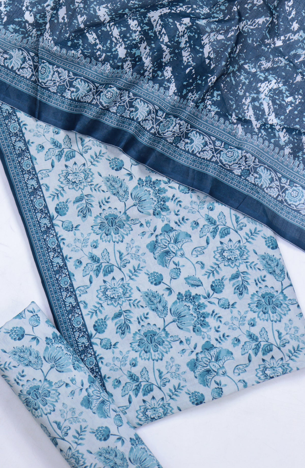 Bin Saeed Digital Printed Cotton Cambric Unstitched 3 Piece Suit - Design-45 - BS25DCC - Light Blue - Summer Collection