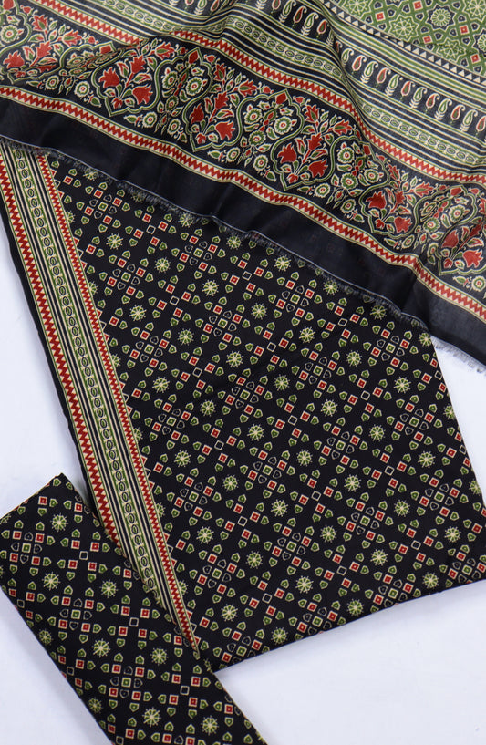 Bin Saeed Digital Printed Cotton Cambric Unstitched 3 Piece Suit - Design-50 - BS25DCC - Black - Summer Collection