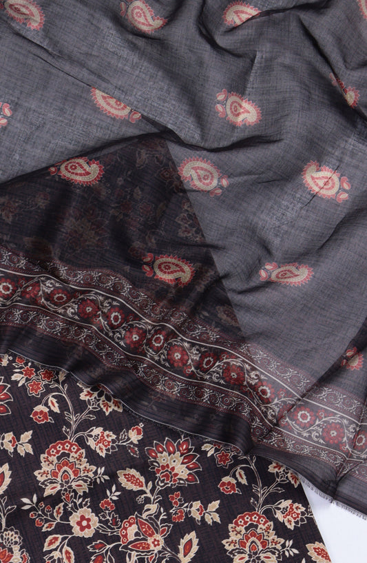 Bin Saeed Digital Printed Cotton Cambric Unstitched 3 Piece Suit - Design-51 - BS25DCC - Black - Summer Collection
