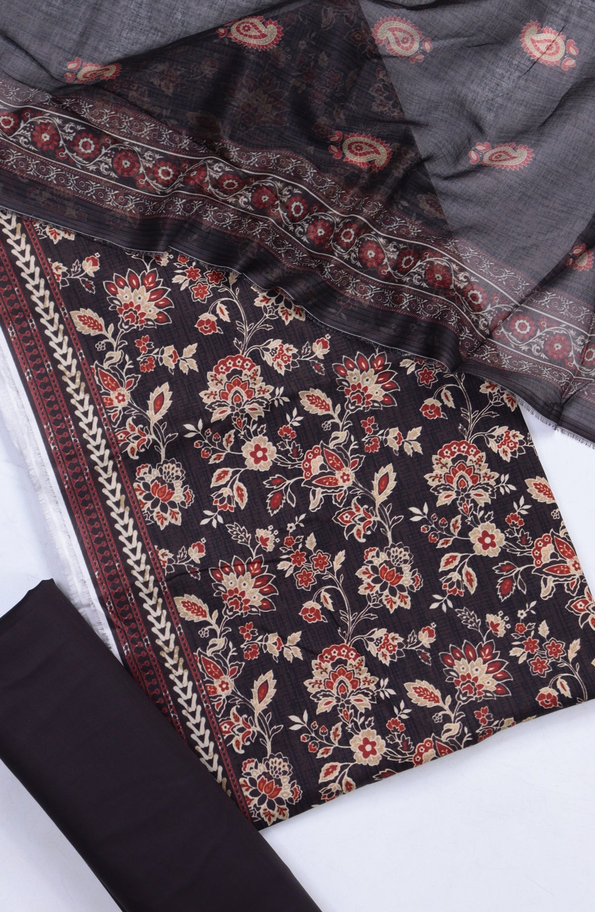 Bin Saeed Digital Printed Cotton Cambric Unstitched 3 Piece Suit - Design-51 - BS25DCC - Black - Summer Collection