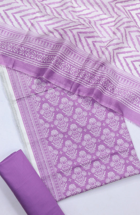 Bin Saeed Digital Printed Cotton Cambric Unstitched 3 Piece Suit - Design-55 - BS25DCC - Purple - Summer Collection
