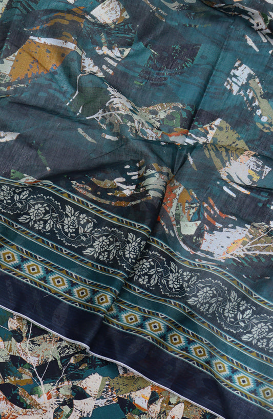 Bin Saeed Digital Printed Cotton Cambric Unstitched 3 Piece Suit - Design-56 - BS25DCC - Green - Summer Collection