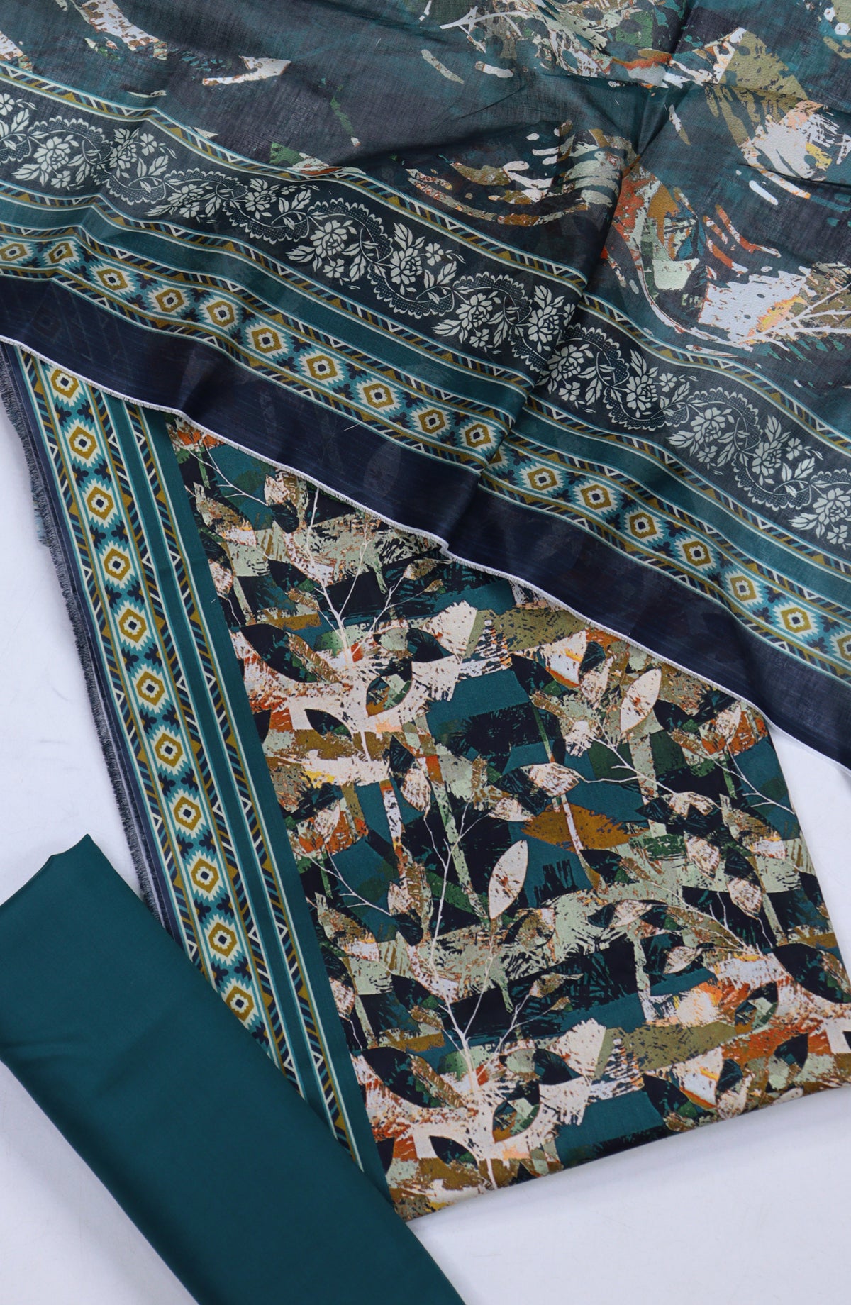 Bin Saeed Digital Printed Cotton Cambric Unstitched 3 Piece Suit - Design-56 - BS25DCC - Green - Summer Collection