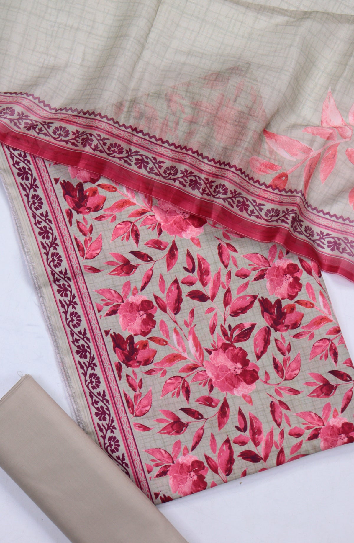 Bin Saeed Digital Printed Cotton Cambric Unstitched 3 Piece Suit - Design-57 - BS25DCC - Pink - Summer Collection
