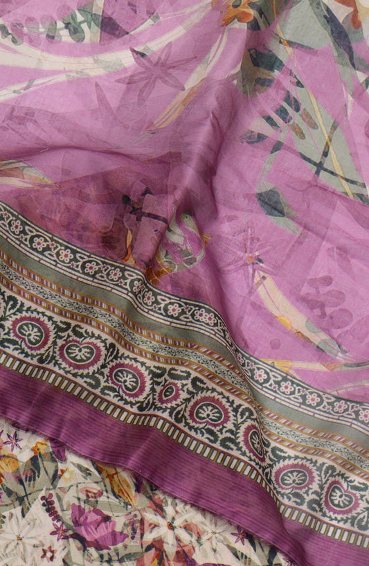 Bin Saeed Digital Printed Cotton Cambric Unstitched 3 Piece Suit - Design-58 - BS25DCC - Purple - Summer Collection