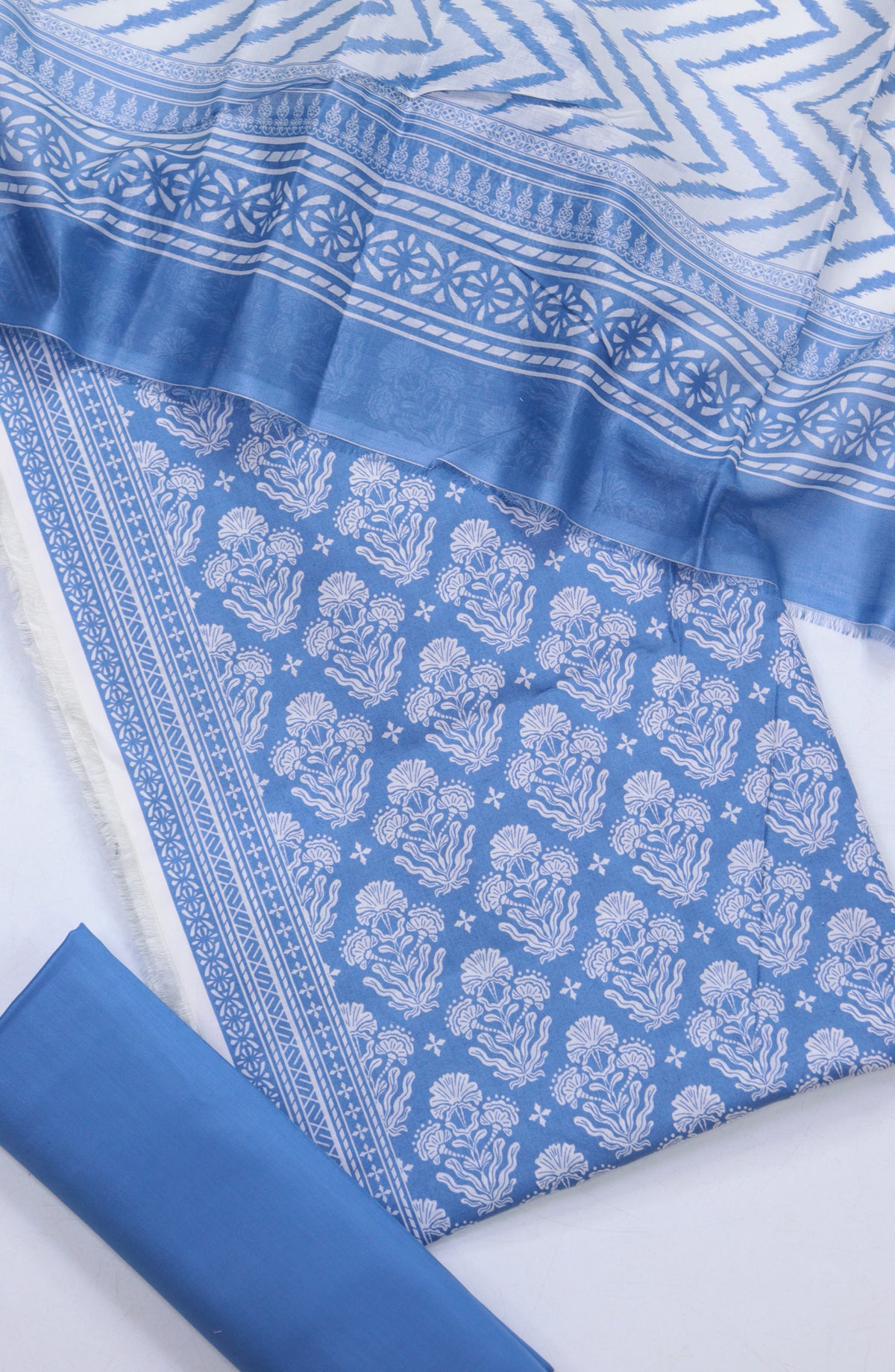 Bin Saeed Digital Printed Cotton Cambric Unstitched 3 Piece Suit - Design-61 - BS25DCC - Blue - Summer Collection