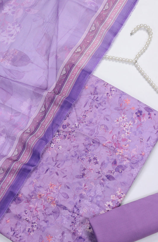 Bin Saeed Digital Printed Cotton Unstitched 3 Piece Suit - Design-B-13 - BS25DPR - Purple - Winter Collection