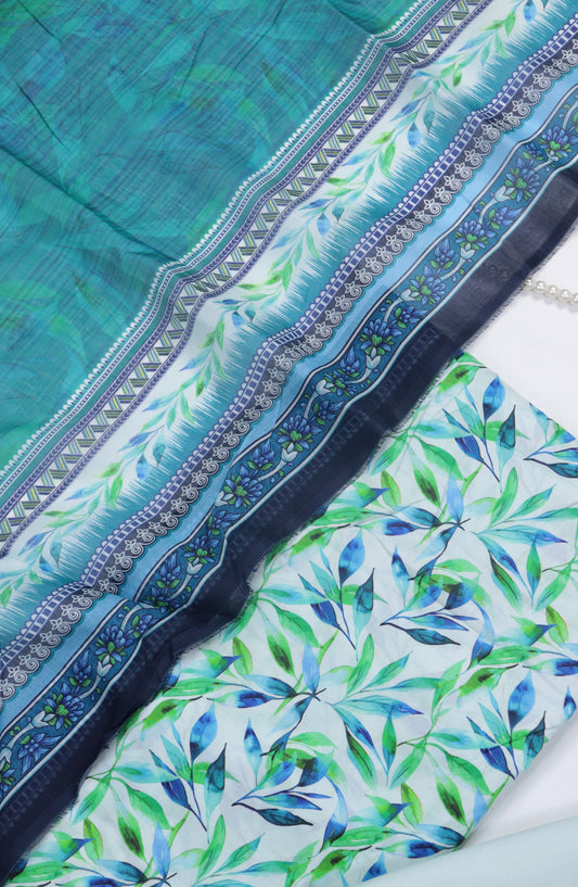 Bin Saeed Digital Printed Cotton Unstitched 3 Piece Suit - Design-B-12 - BS25DPR - Ferozi - Winter Collection