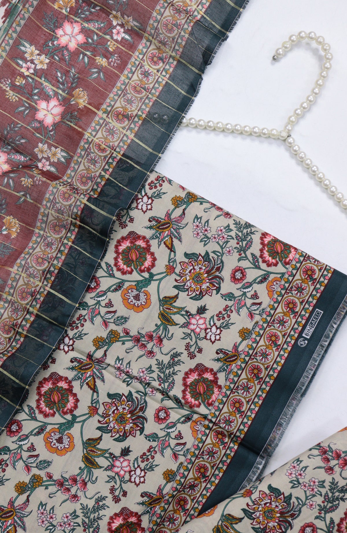 Bin Saeed Digital Printed Cotton Unstitched 3 Piece Suit - Design-03 - BS25DPR - Blue - Mid Summer Collection